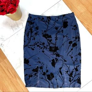 A’GACI Blue and Black Print Al-line Skirt
